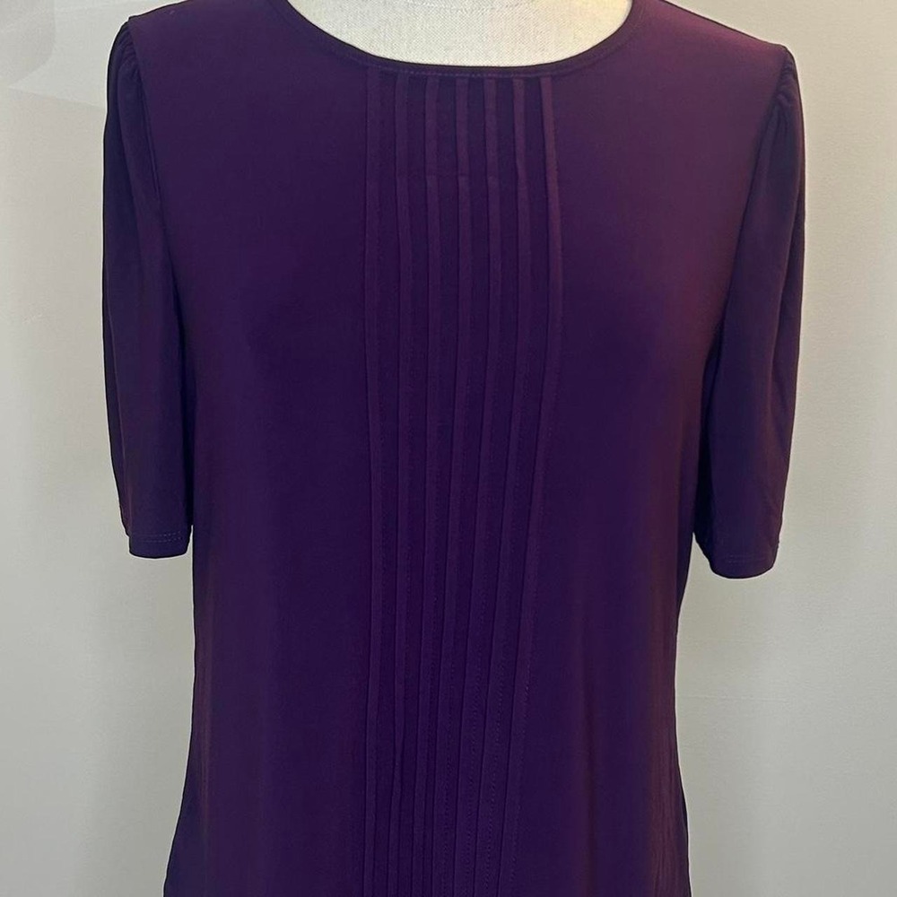 PerSeption Concept purple pintuck blouse top Womens S